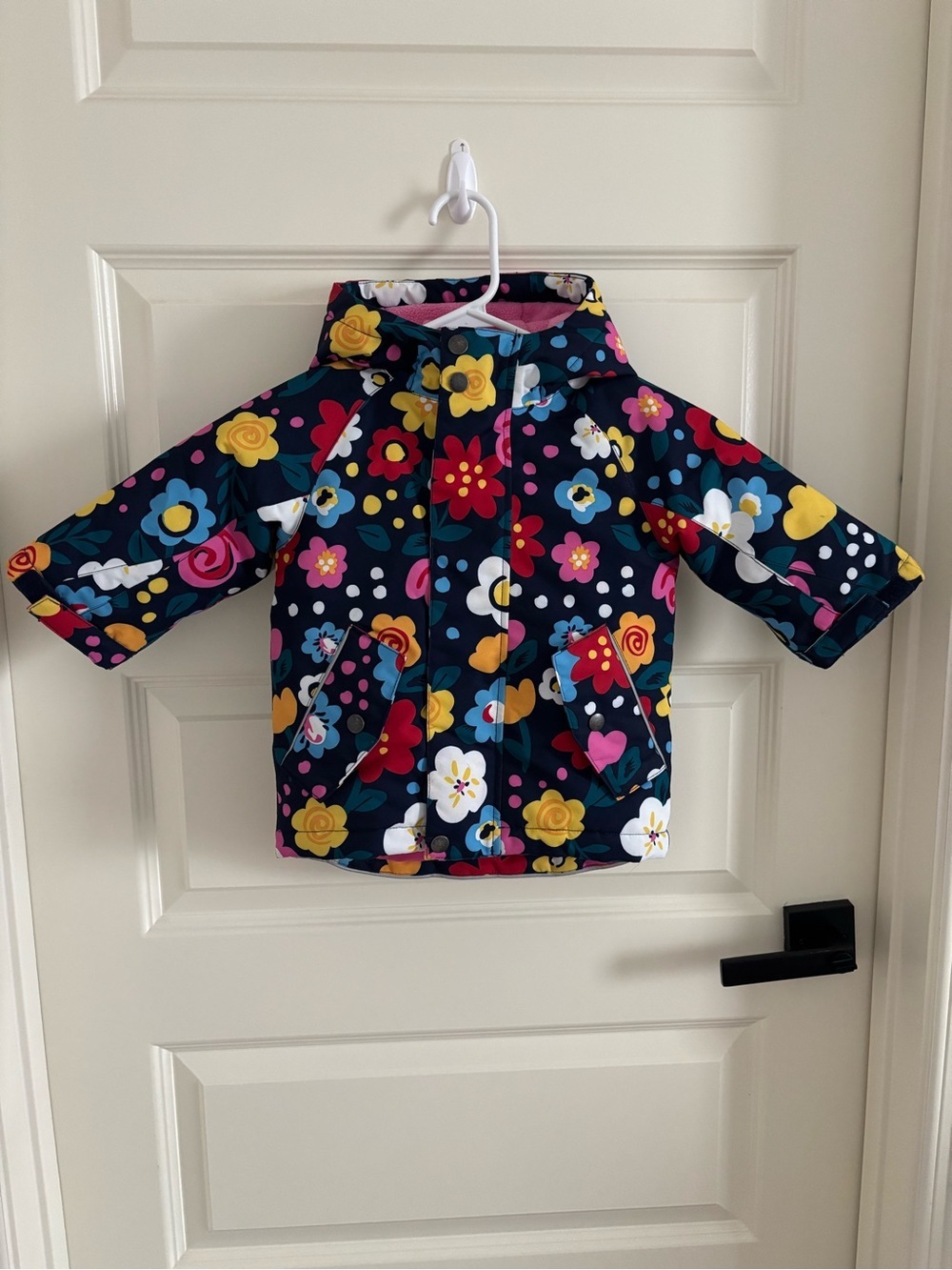 Hanna Andersson Navy Floral Raincoat with Multicolor Blooms